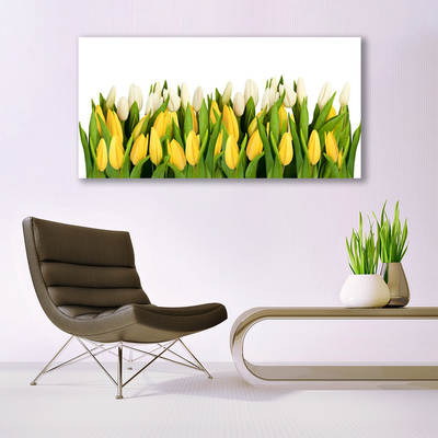 Glass Print Tulips floral yellow green