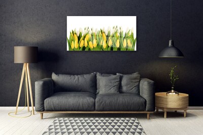 Glass Print Tulips floral yellow green