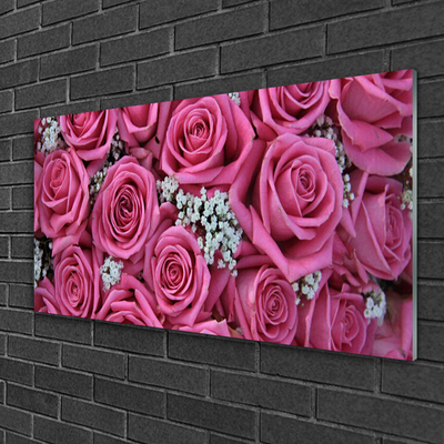 Glass Print Roses floral pink