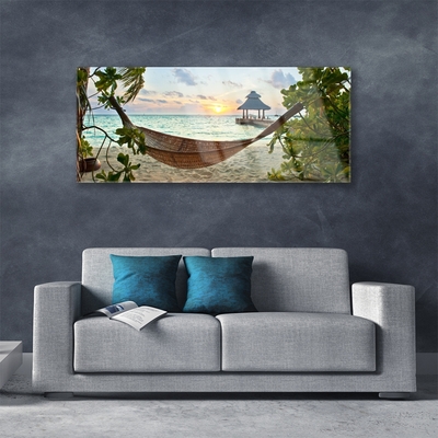 Glass Print Beach hammock landscape brown green