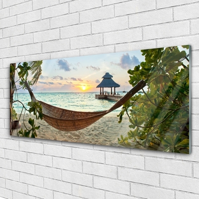 Glass Print Beach hammock landscape brown green