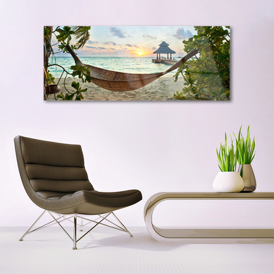 Glass Print Beach hammock landscape brown green