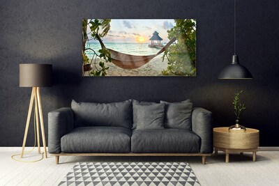 Glass Print Beach hammock landscape brown green