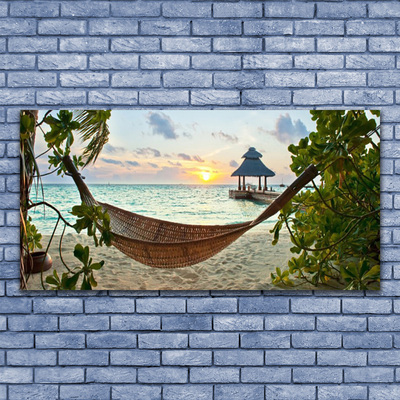 Glass Print Beach hammock landscape brown green