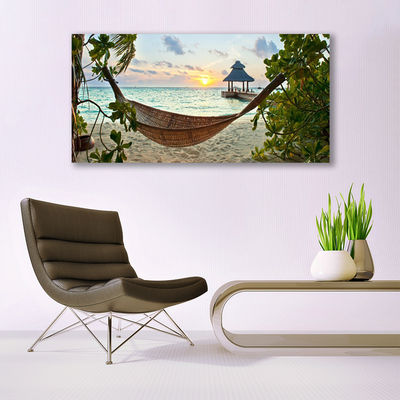 Glass Print Beach hammock landscape brown green