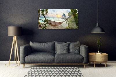 Glass Print Beach hammock landscape brown green