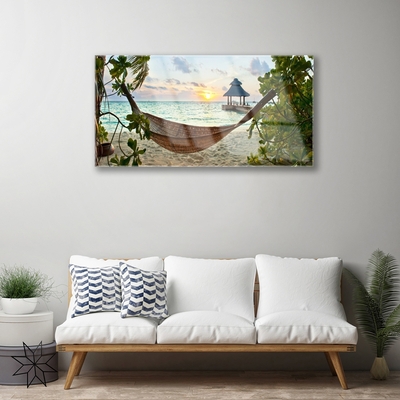 Glass Print Beach hammock landscape brown green