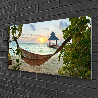 Glass Print Beach hammock landscape brown green