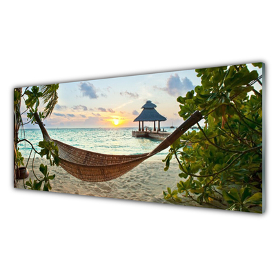 Glass Print Beach hammock landscape brown green