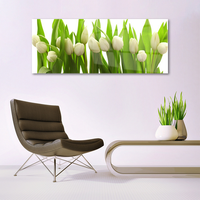 Glass Print Tulips floral white green