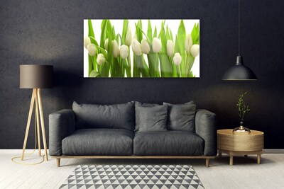 Glass Print Tulips floral white green