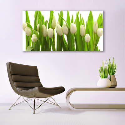 Glass Print Tulips floral white green