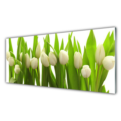 Glass Print Tulips floral white green