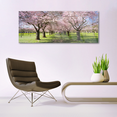 Glass Print Footpath trees nature brown green pink