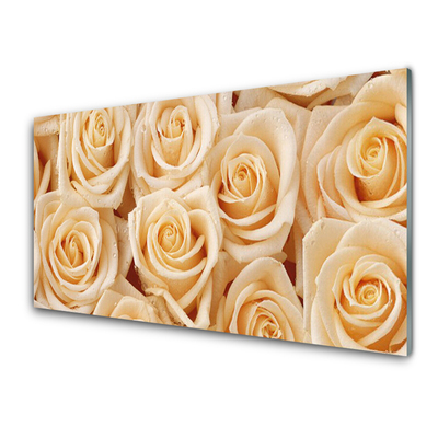 Glass Print Roses floral yellow
