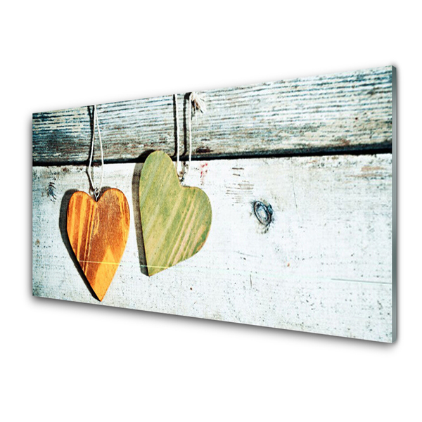Glass Print Heart art yellow green
