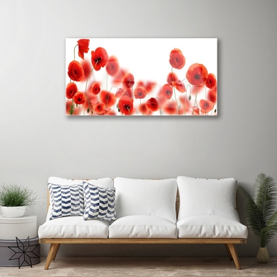 Glass Print Poppies floral red green