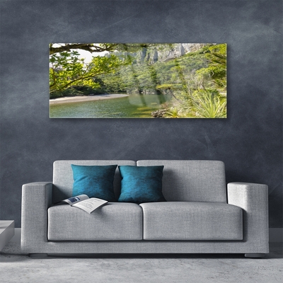 Glass Print Lake nature green