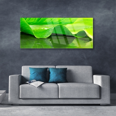 Glass Wall Art Leaf floral green