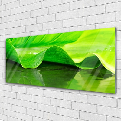 Glass Wall Art Leaf floral green