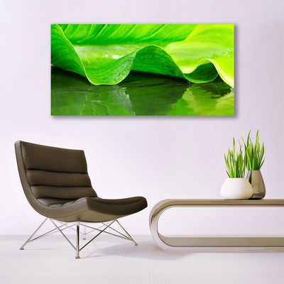 Glass Wall Art Leaf floral green