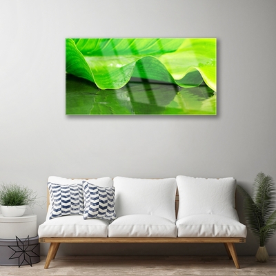 Glass Wall Art Leaf floral green