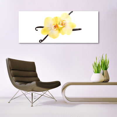 Glass Wall Art Flowers floral white yellow brown