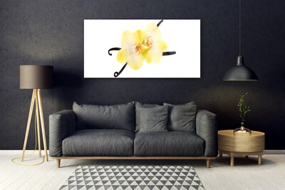 Glass Wall Art Flowers floral white yellow brown