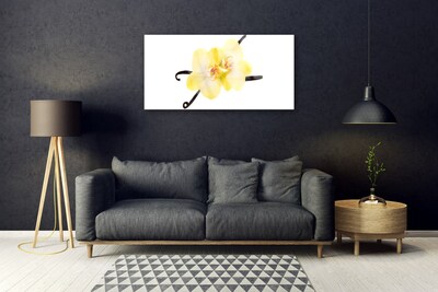 Glass Wall Art Flowers floral white yellow brown