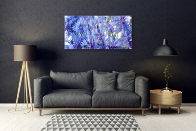 Glass Wall Art Flowers floral purple