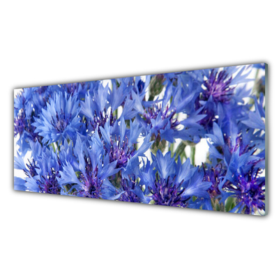 Glass Wall Art Flowers floral purple