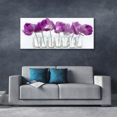 Glass Wall Art Flowers floral pink