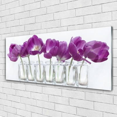 Glass Wall Art Flowers floral pink