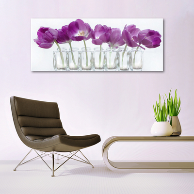 Glass Wall Art Flowers floral pink