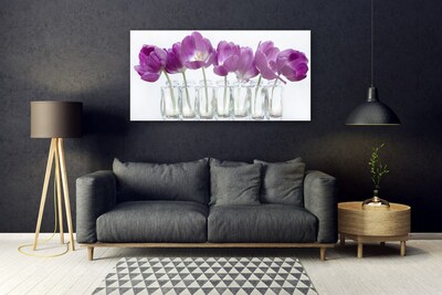 Glass Wall Art Flowers floral pink