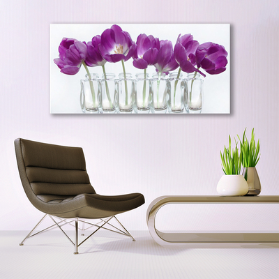 Glass Wall Art Flowers floral pink