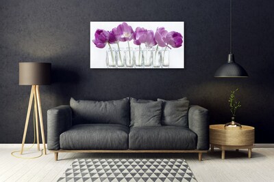 Glass Wall Art Flowers floral pink