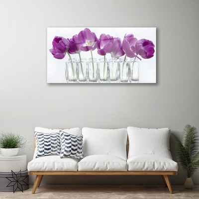 Glass Wall Art Flowers floral pink