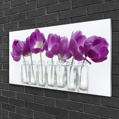 Glass Wall Art Flowers floral pink