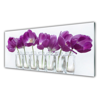 Glass Wall Art Flowers floral pink