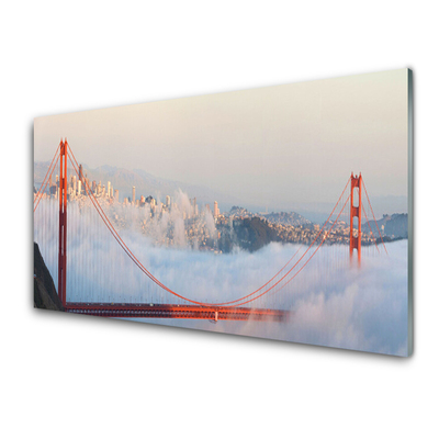 Glass Wall Art Bridges architecture brown white