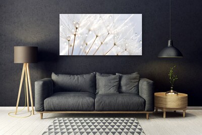 Glass Wall Art Dandelion floral white