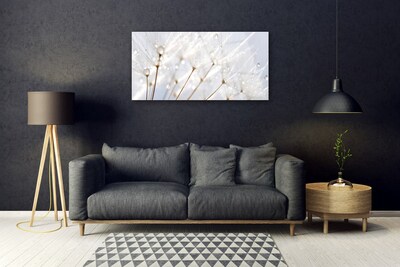 Glass Wall Art Dandelion floral white