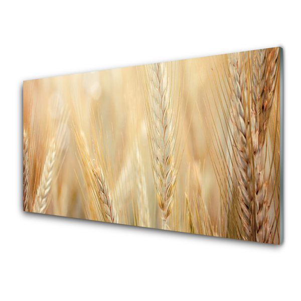 Glass Wall Art Wheat floral brown