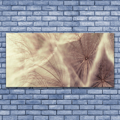 Glass Wall Art Dandelion floral grey