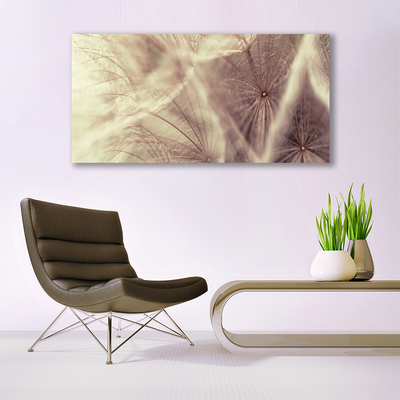 Glass Wall Art Dandelion floral grey