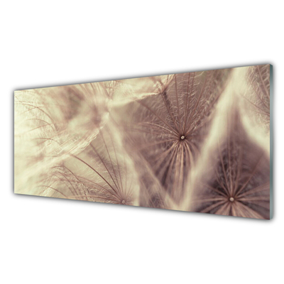 Glass Wall Art Dandelion floral grey