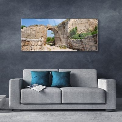 Glass Wall Art Ruin architecture grey brau