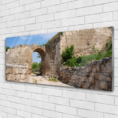 Glass Wall Art Ruin architecture grey brau