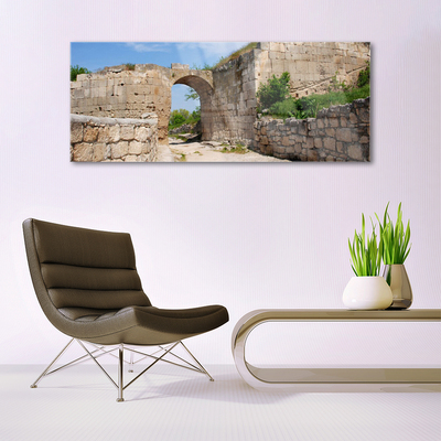 Glass Wall Art Ruin architecture grey brau